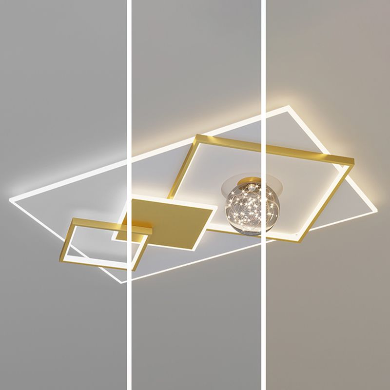 Modern Luxury Style Geometric Flush Mount Ceiling Chandelier Metal Flush Mount Light Fixtures for Living Room