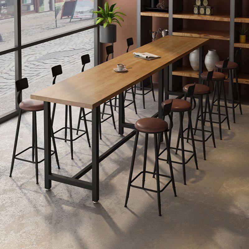 Modern 1/11 Pieces Bar Table Set Rectangle Wood Counter Table with High Stools