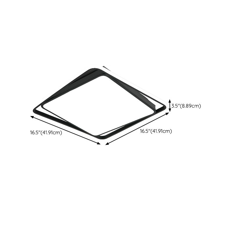 LED Modern Metal Flush Mount Geometric Shape Ceiling Light with PVC Shade for Living Room
