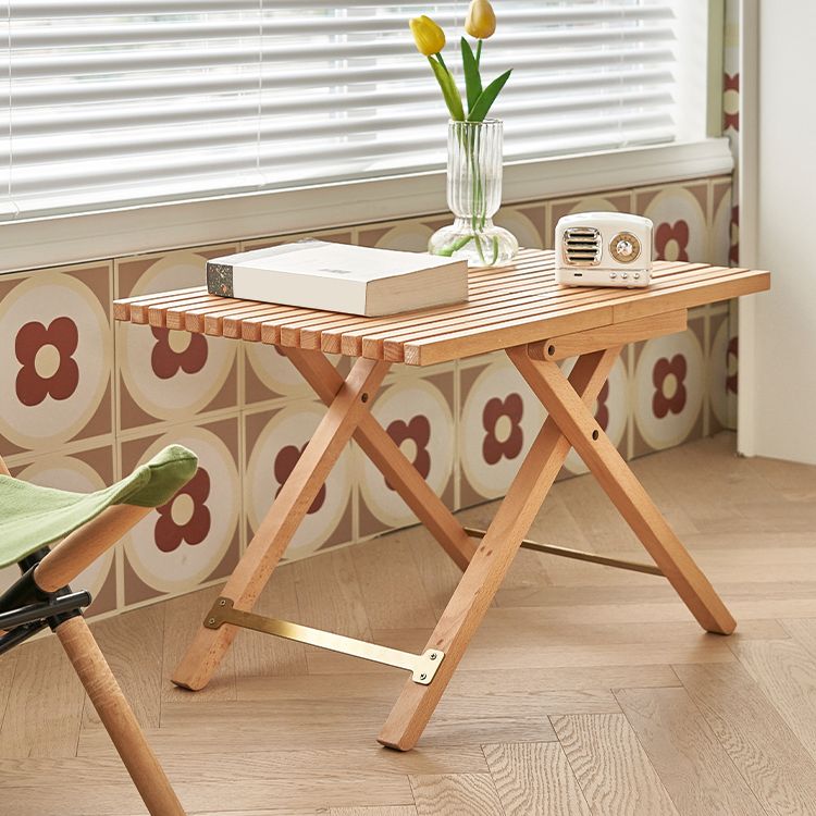 Modern Waterproof Wood Courtyard Table Rectangle Outdoor Table