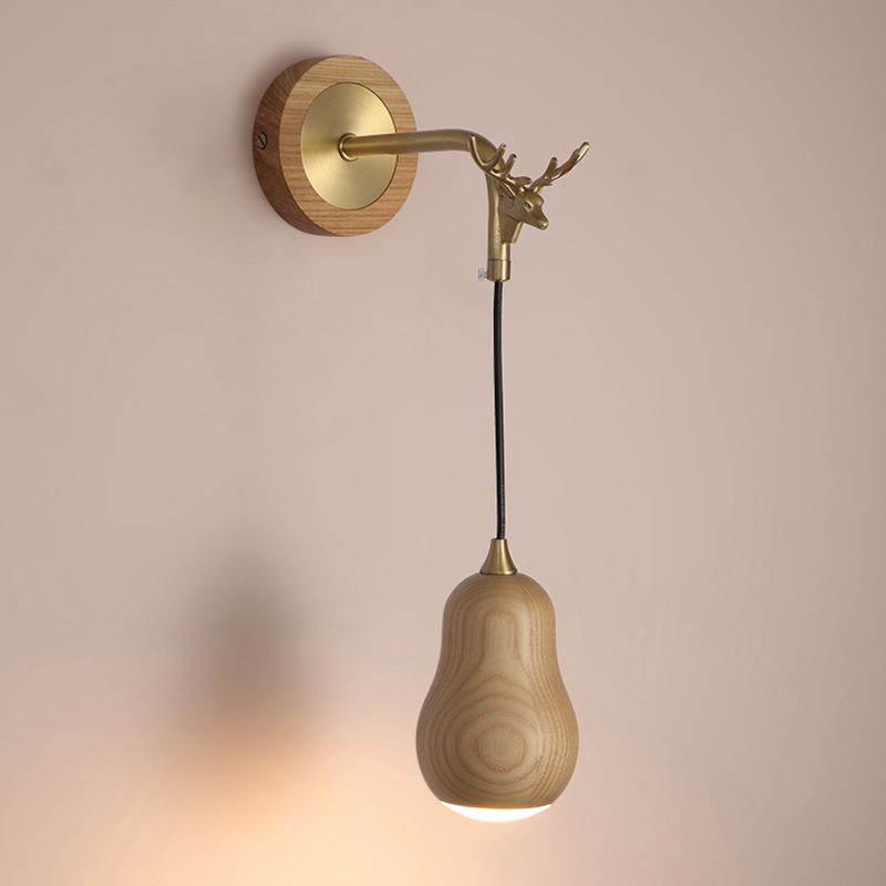 Modernism Wooden Wall Mounted Sconce 1-Light Wall Light for Foyer