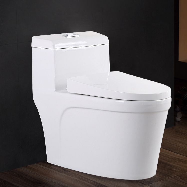 White Modern Flush Toilet Ceramic Elong One-Piece Toilet with Slow Close Seat