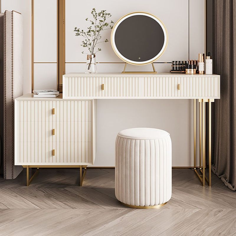 15.74" Wide Dresser with 5 Storage Drawers Cream Vanity Table Glam Style