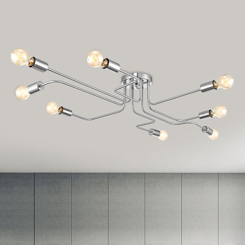 Retro techo expuesto con lámparas semiincorporadas de metal ligero incrustadas 4 / 6, con diseño de latón antiguo / Sputnik negro