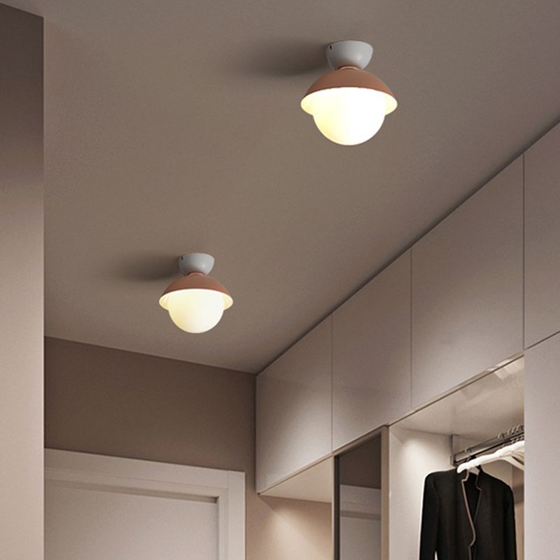 Plafonnier rond encastré moderniste 1 lumière plafonnier en verre blanc pour couloir