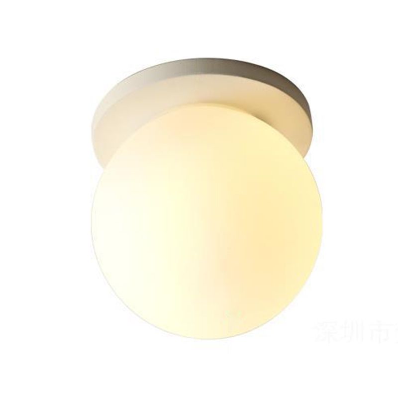 White Shaded Flush Mount Lighting Contemporary Globe Ceiling Light for Foyer
