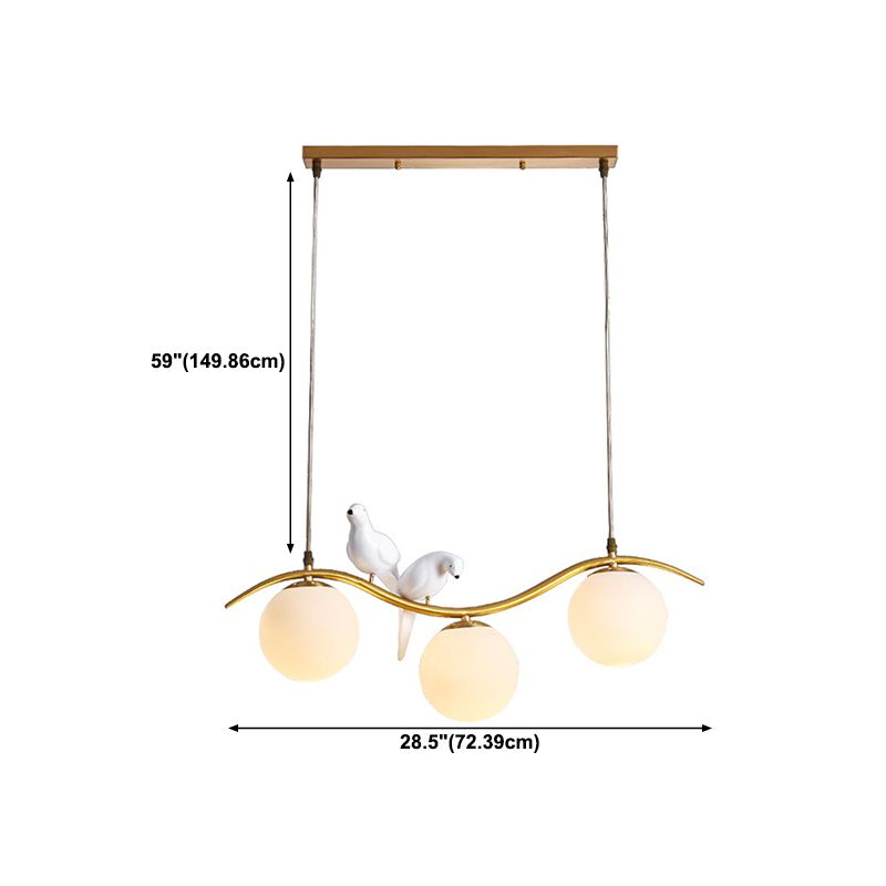 Industrial Style Globe Shape Island Lights Metal 3/4 Lights Pendant Light in Gold