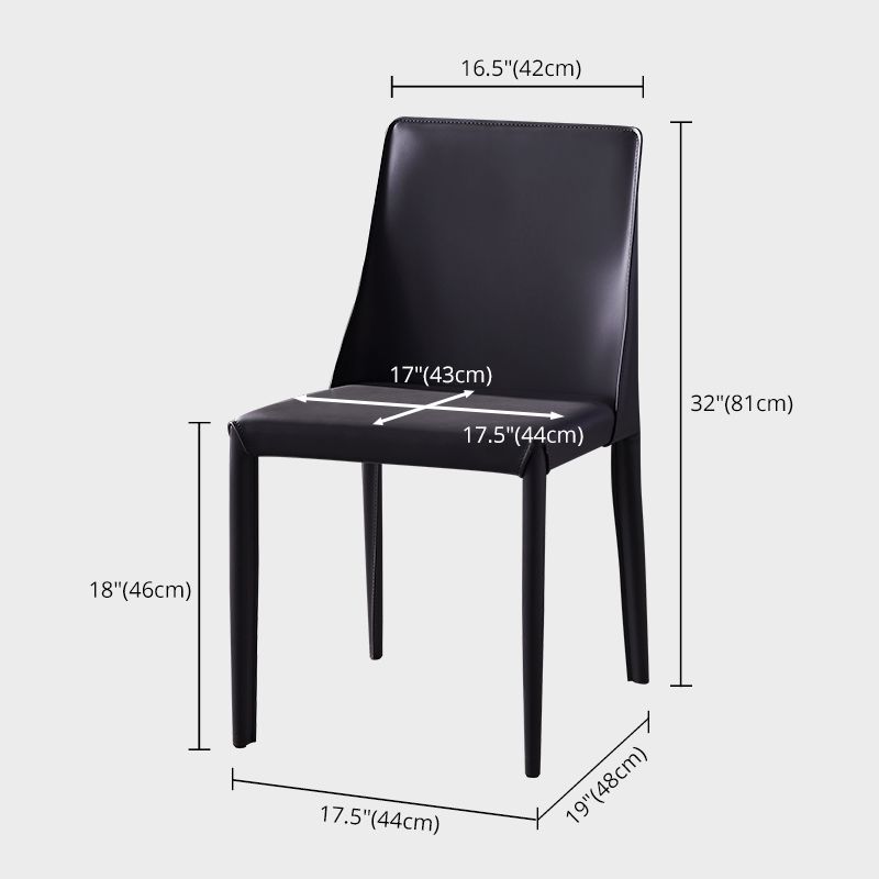 Chaises de salle à manger sans bras moderne chaise en cuir multicolore