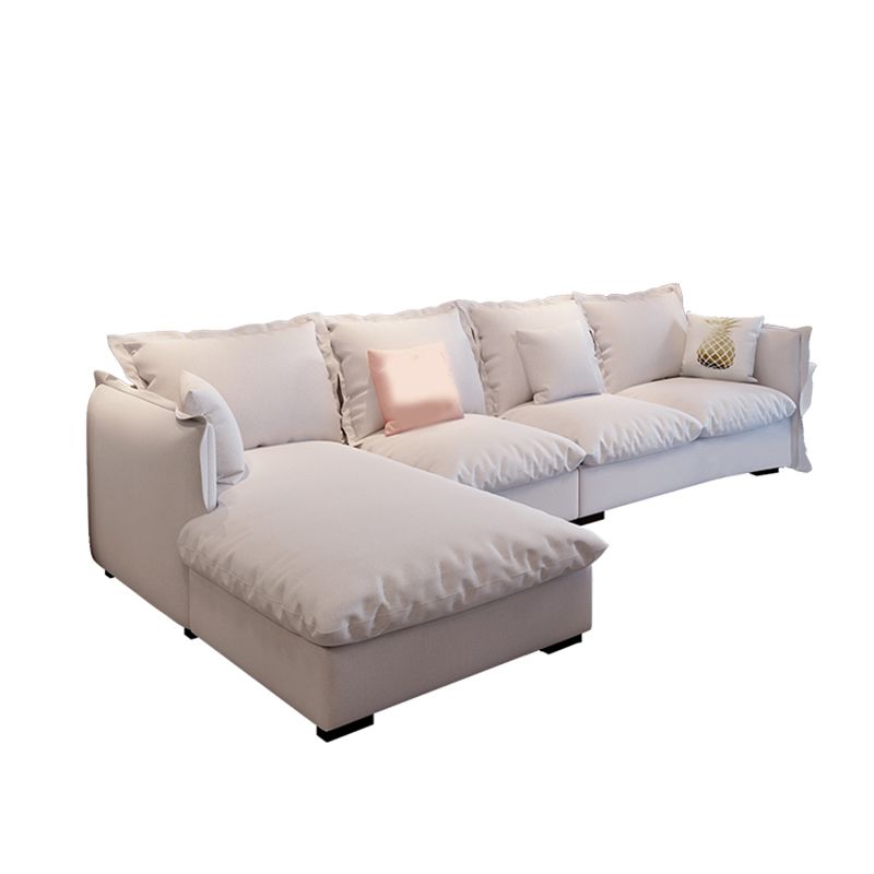 Modern Square Arm Sofa & Chaise, Loose Back Linen Sofa - 70.87" D