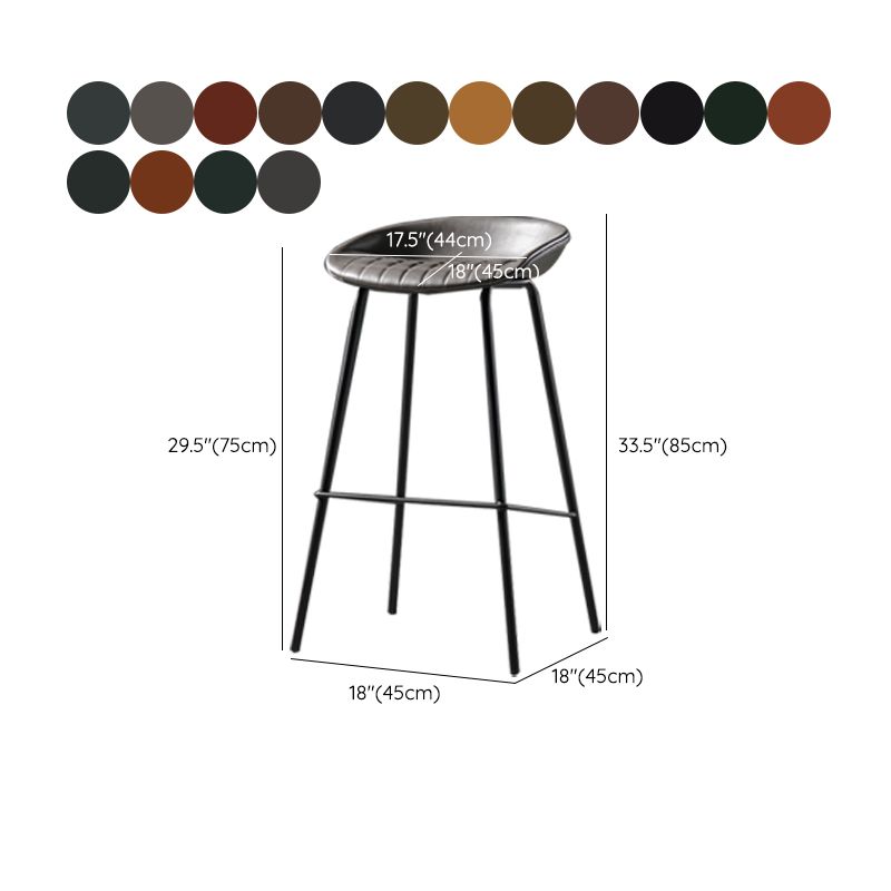 Modern Style Counter Stool Faux Leather Backless Barstool with Footrest