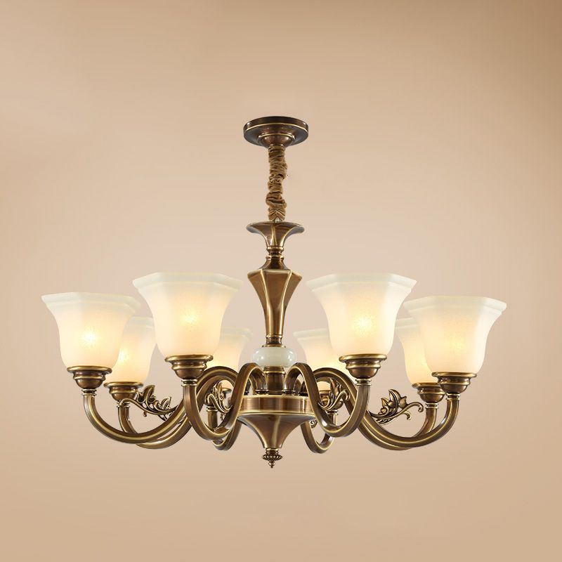 Modern Style Metal Hanging Pendant Light Glass Geometric Chandelier for Living Room