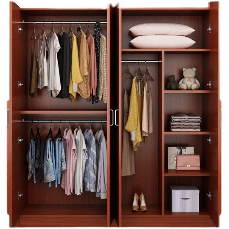 2 Door Modern and Contemporary Armoire Wood 4-shelf Wardrobe