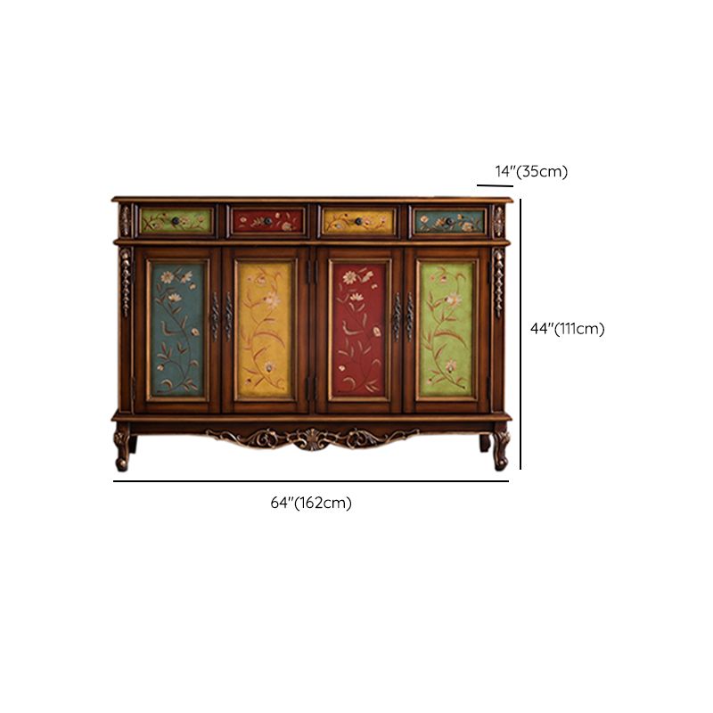 Industrial Cabriole Legs Accent Cabinet Solid Wood Storage Cabinet