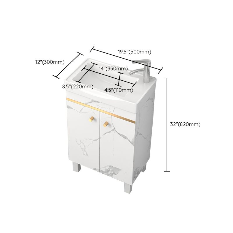 Rectangle Vanity Set White Single Sink Mirror Freestanding Bathroom Vanity with Door