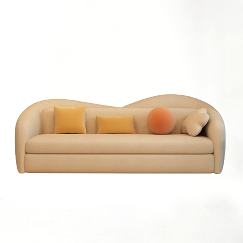Convertible Sofa Faux Leather Sofa Bed with Sloped Arm in White