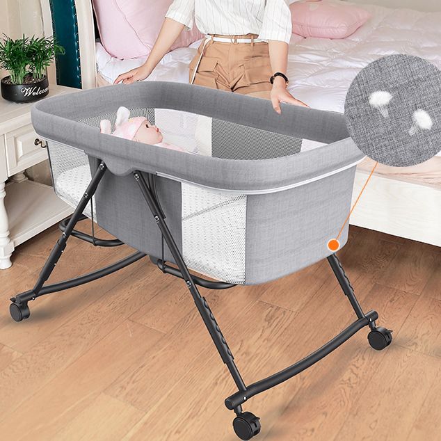 Modern Nursery Bed Metal Under Crib Storage Baby Crib with Casters