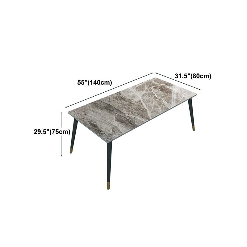 Sintered Stone Top Dining Table in Grey Industrial Indoor Table with 4 Legs