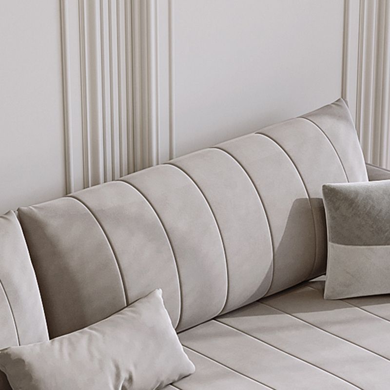 Contemporary Square Standard Arm Settee Couch with Pillows in Grey