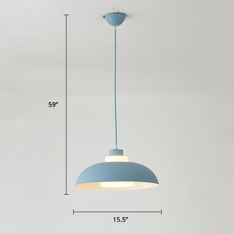 Bol en aluminium plafonnier pendrier léger macaron à la lampe à bulbe unique avec insert de l'ombre acrylique