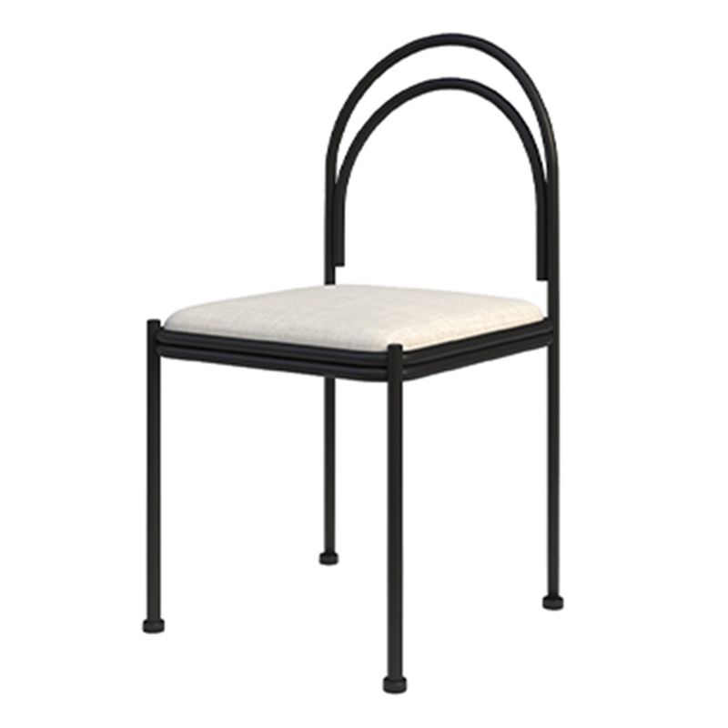 Metal Industrial Dining Chair Metallic Finish Side Chair with Black Legs