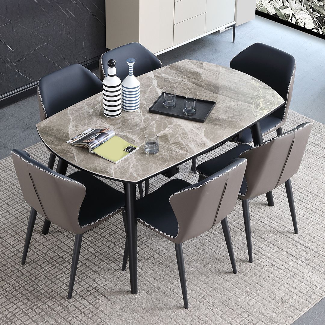 Modern Gray Sintered Stone Dining Table Set 1/4/5/7 Pieces Dining Set for Home Use