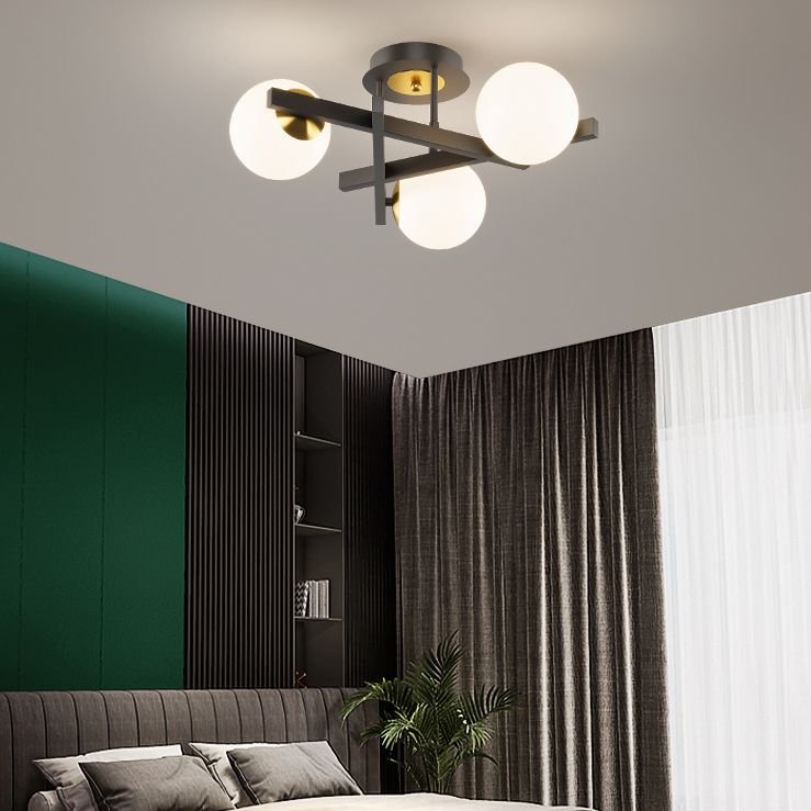 Contemporary Sputnik semifulò latte in vetro di latte in vetro a soffitto lampada da monte
