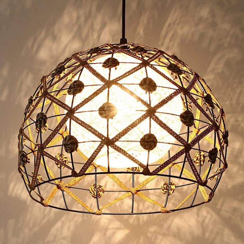 1 Bulb Tearoom Ceiling Light Asian Wood Pendant Light Fixture with Oval/Semicircle/House Bamboo Shade
