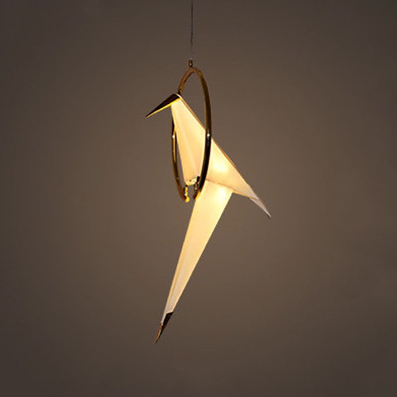 Bird Shaped Plastic LED Ceiling Lighting Modern White Chandelier Light Fixture for Restaurant