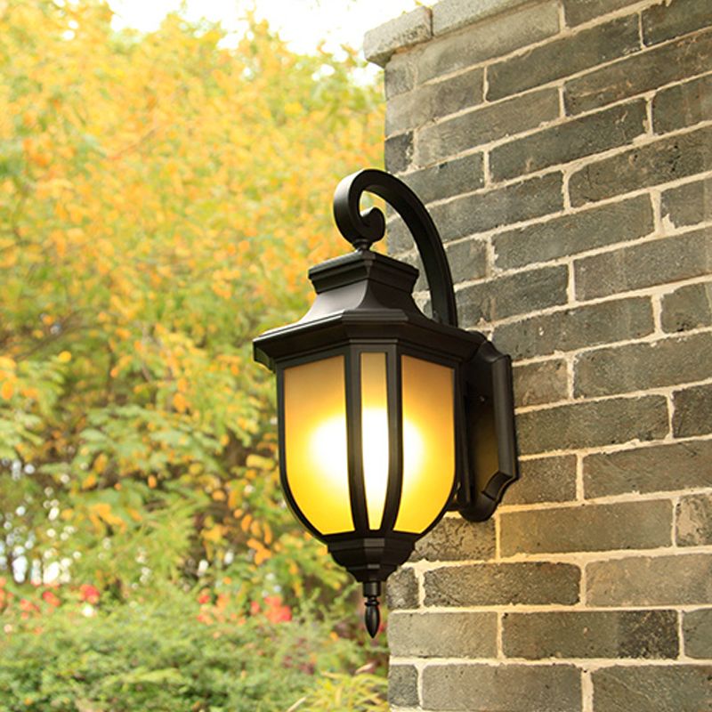 Tan Glass Black Wall Lamp Urn Shade 1-Light Traditional Style Wall Mount Light Fixture