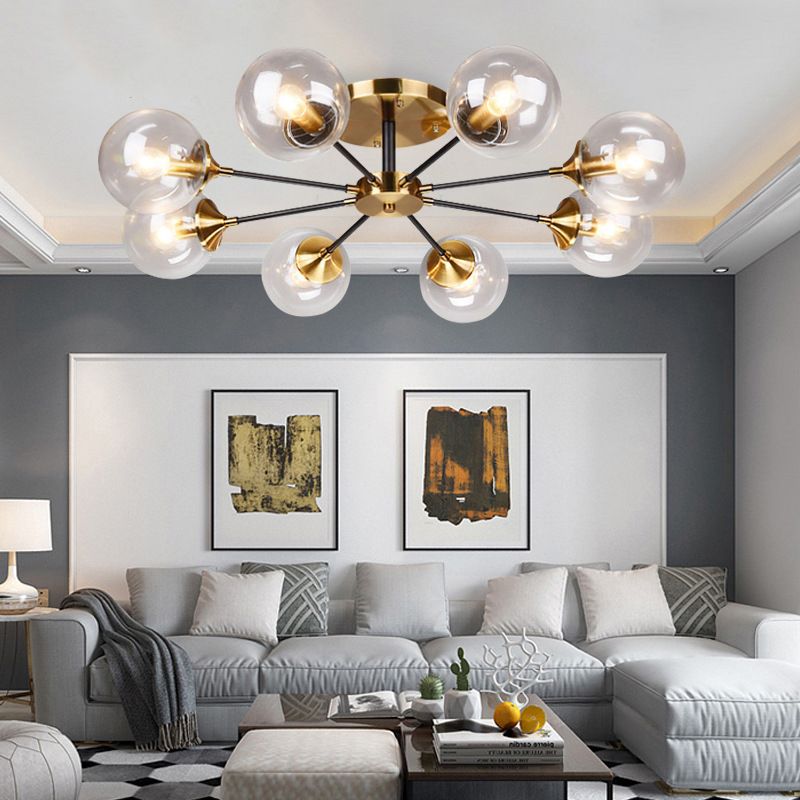 Contemporánea Sphere Flush Light Light Light Lámparas de montaje de vidrio en oro