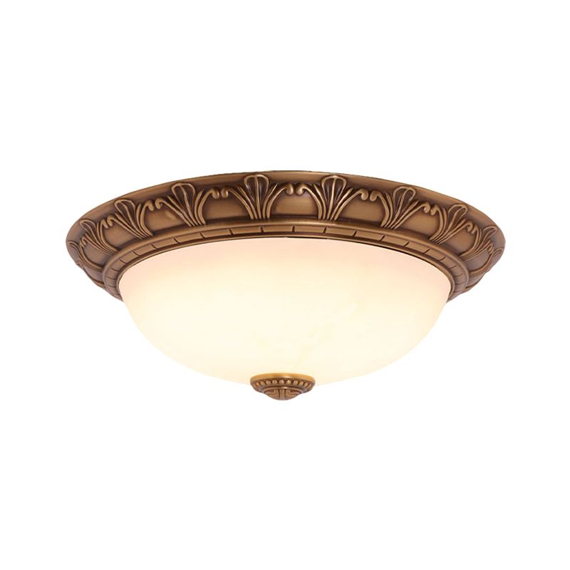 Crema Glass Domed Rush Mount Campiña 4/3/2 Bulbos Brass Techo fixture for Corridor, 12.5 "/16" /21.5 " O