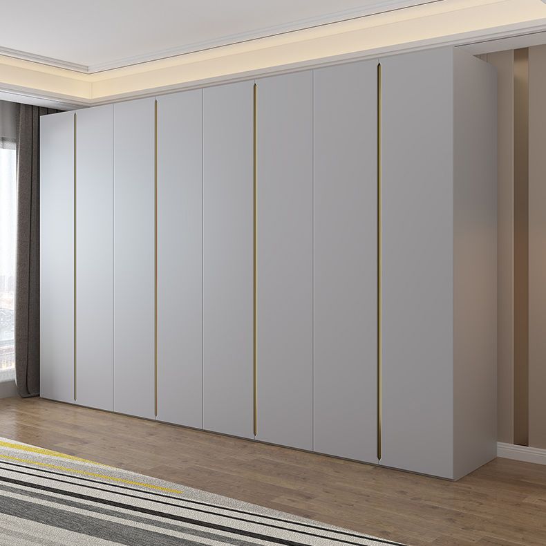 Gray Colour Wooden Wardrobe Contemporary Style Wardrobe Closet with Hinged Door