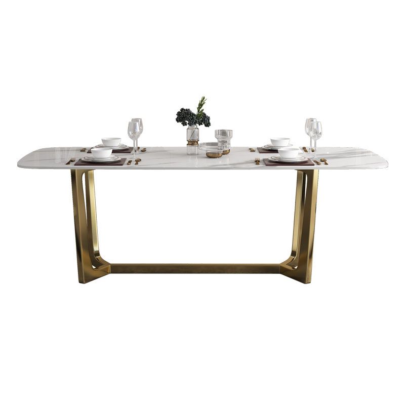 Traditional Luxury Table White Stone Rectangle Dining Table for Home