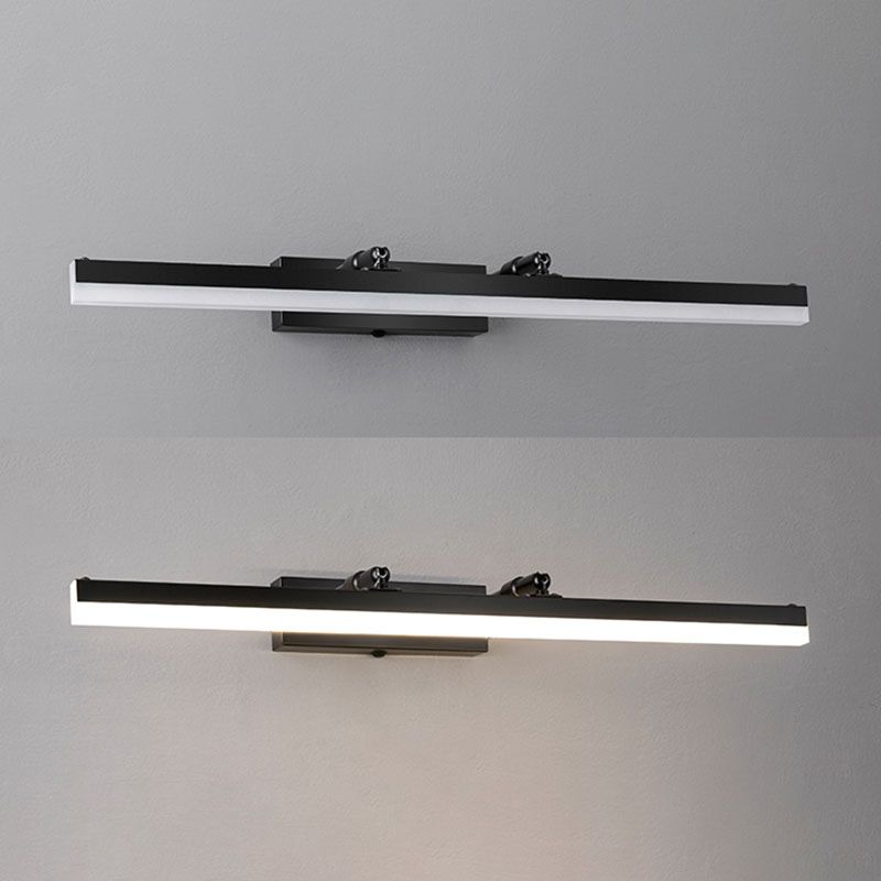 Metal Linear Wall Sconce Modern 1 Light Swing Arm Mirror Wall Mount Light Fixture in Black