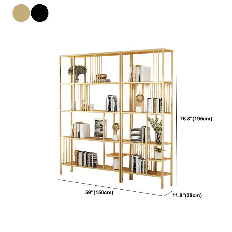 Black and Gold Modern Shelf Bookcase Metal Open Shelf for Home