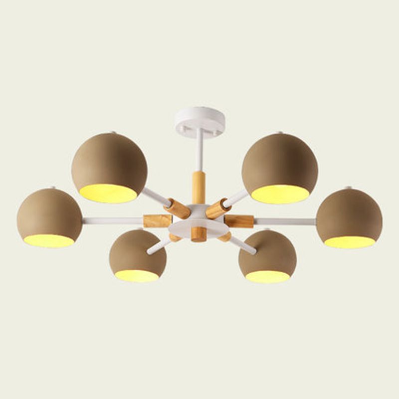Macaron Domed Shaped Chandelier Light Metallic Lighting Fixture for Living Room