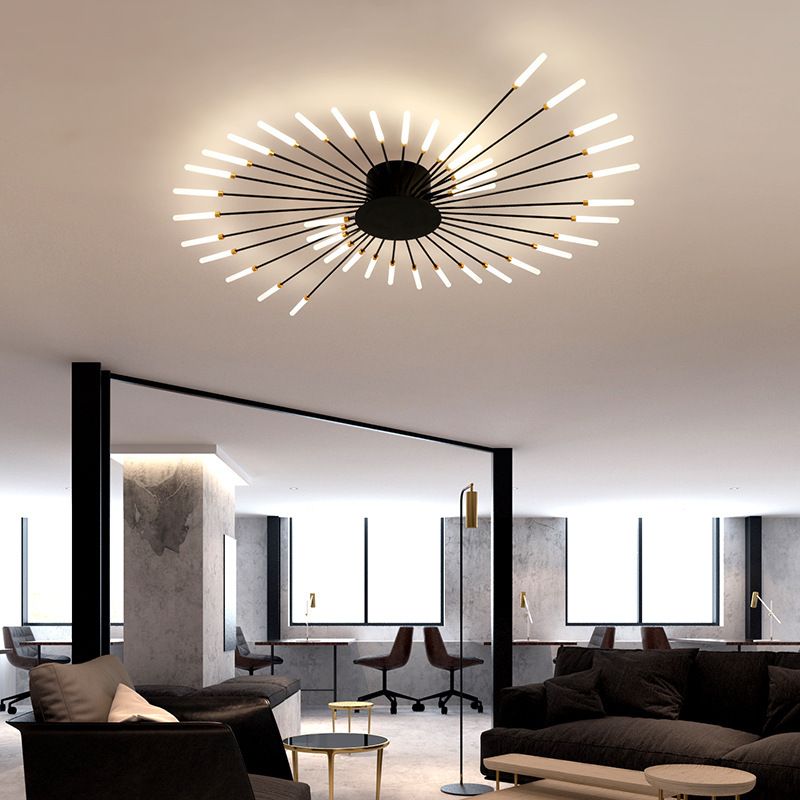 Soporte empotrado moderno lineal de acrílico de Sputnik de las luces de techo rasantes de la sala de estar LED