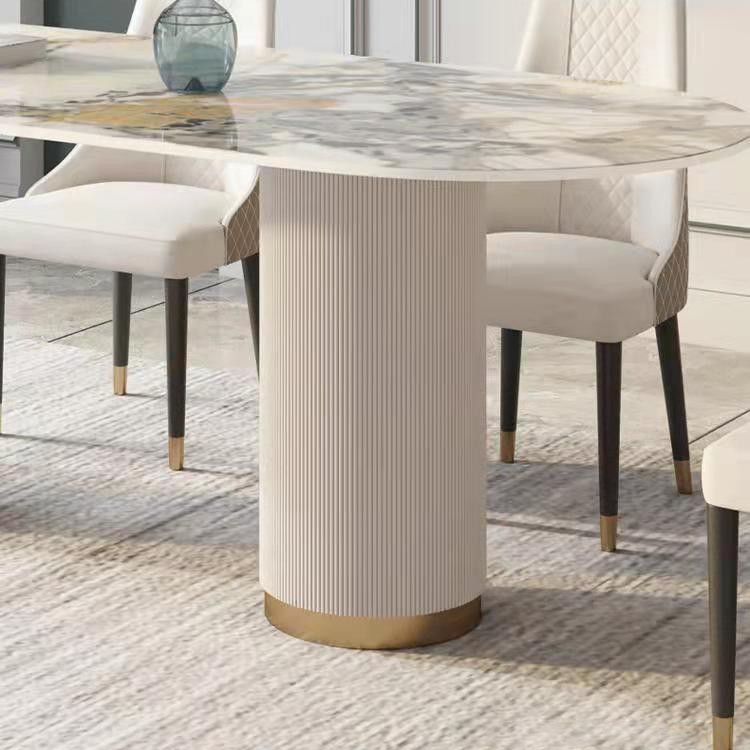 Nordic Glam Sintered Stone Oval Dining Table Set 1/4/5/7 Pieces Dining Set