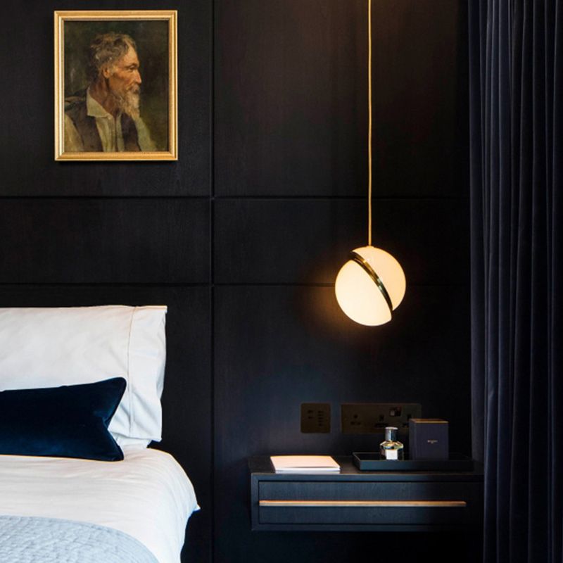 Oro 1 luce a sospensione leggera moderna sferica sferica ombra appesa lampada per camera da letto