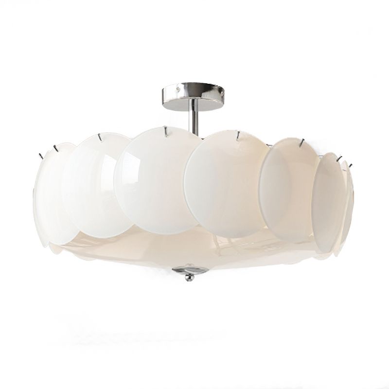 Modern Ceiling Lamp White Glass Shade Flush Mount Light Fixture