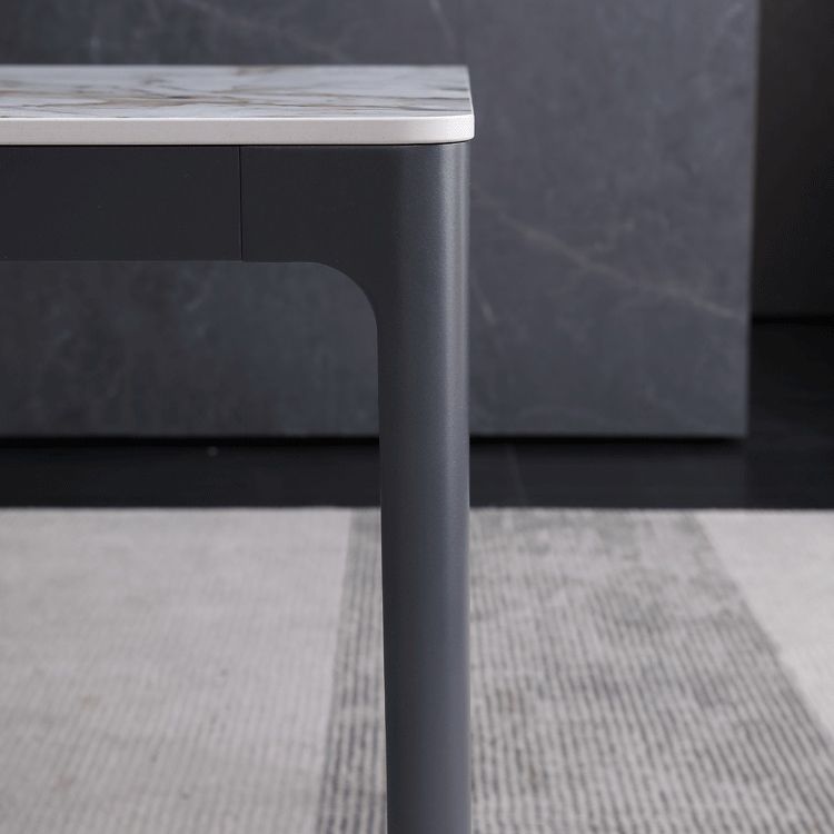 Metal Contemporary Rectangular Dining Table with 4 Legs Sintered Stone Table for Home