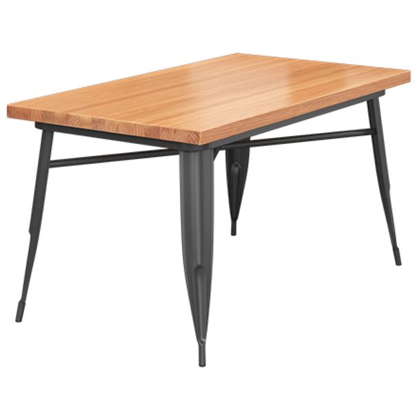 Mesa de comedor de madera sólida Mesa de comedor industrial de 4 patas con base de metal