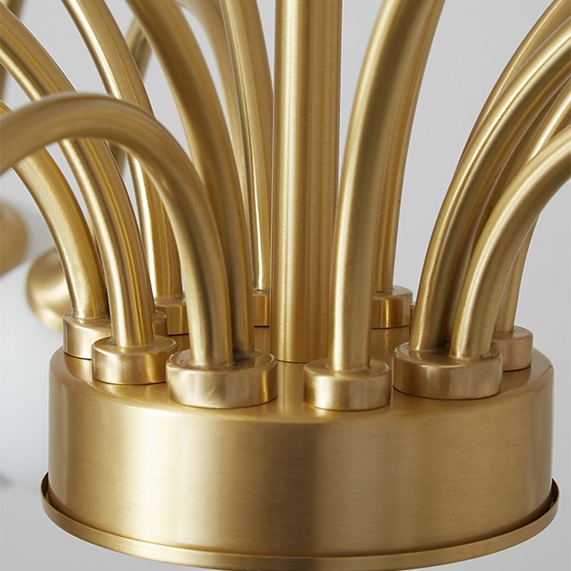 Gold Multi Head Chandelier Light Fixtures Simple Glass Hanging Chandelier for Living Room