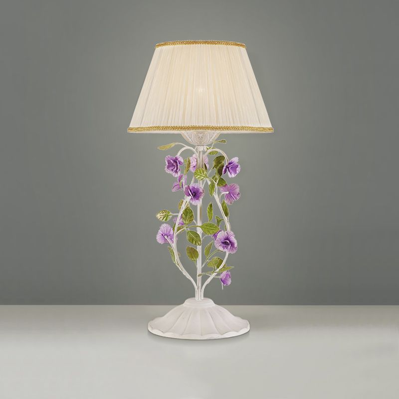 Lampada da comodino a 1 teaggio da comodino coreano in tessuto bianco in tessuto illuminazione da tavolo per camera da letto