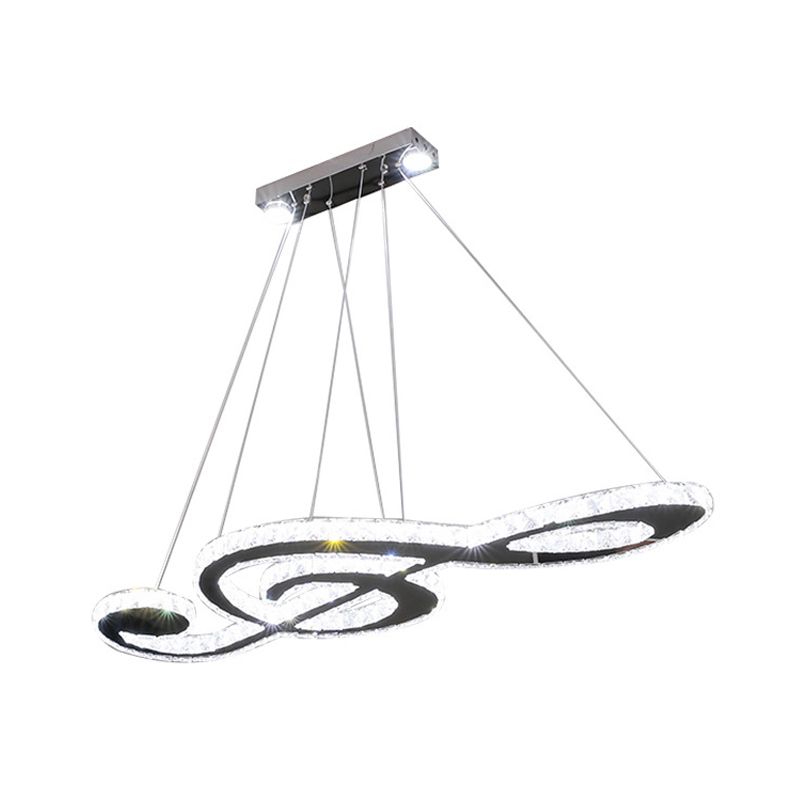 Eigentijdse muzieknoot hanglamp gefacetteerd kristallen led slaapkamer kroonluchter lichtarmatuur in roestvrijstalen