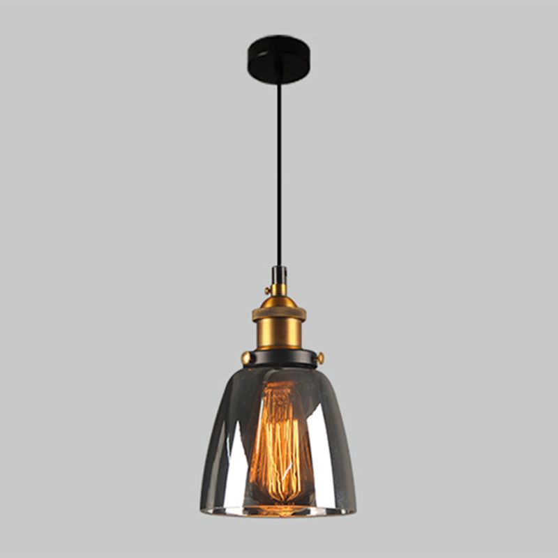 1 Light Pendant Light Vintage Industrial Minimalist Glass Shade Dining Room Hanging Lamp