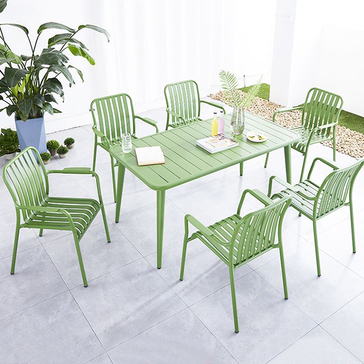 Metal Dining Side Chair Modern Patio Dining Armchair Set of 1/2/4/6/8
