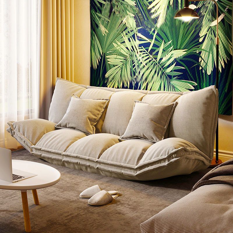 Contemporary Tight Back Convertible Sleeper Sofa Fabric Armless Solid Color Sofa