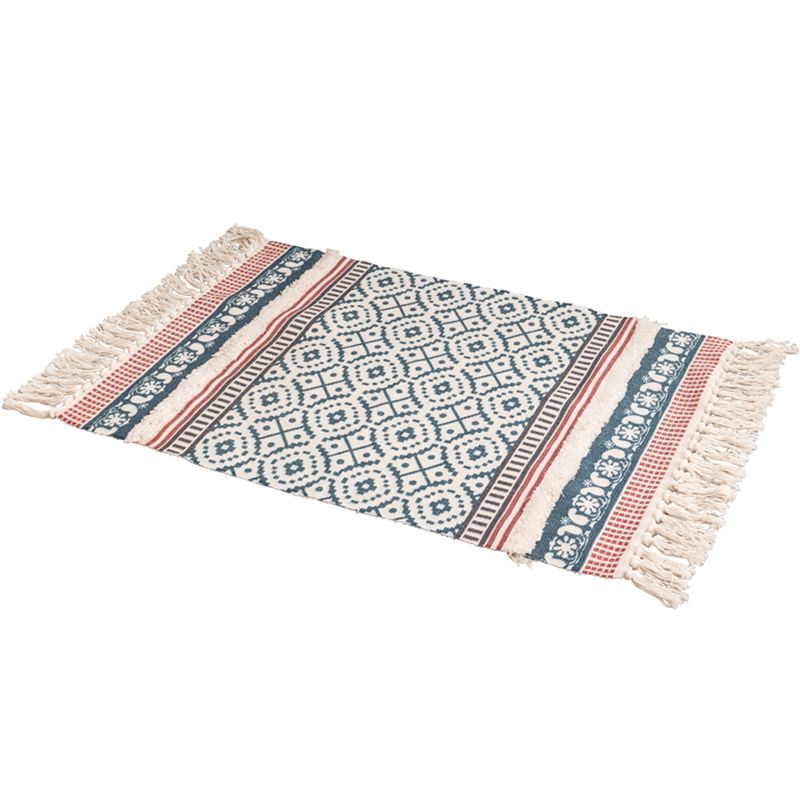 Bohemian Circles Indoor Rug Multi-Color Cotton Carpet Pet Friendly Rug for Living Room