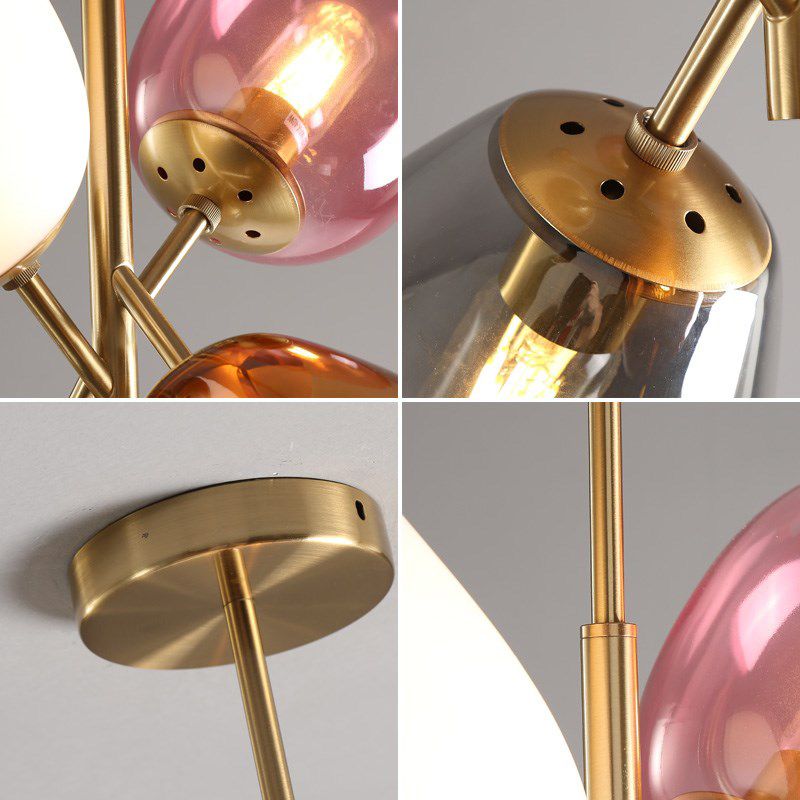 Gold Chandelier Light Fixtures Modern 4-Head Hanging Pendant Lamps for Living Room